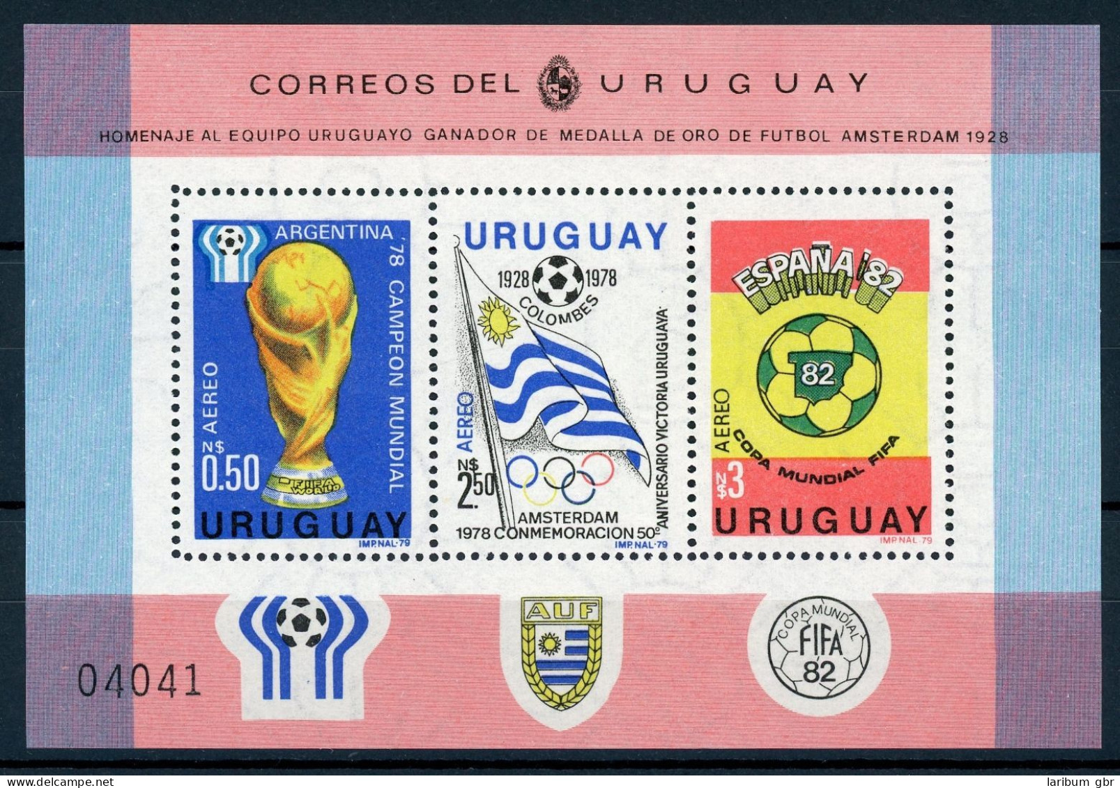 Uruguay Block 44 Postfrisch Fußball #GB627 - Uruguay