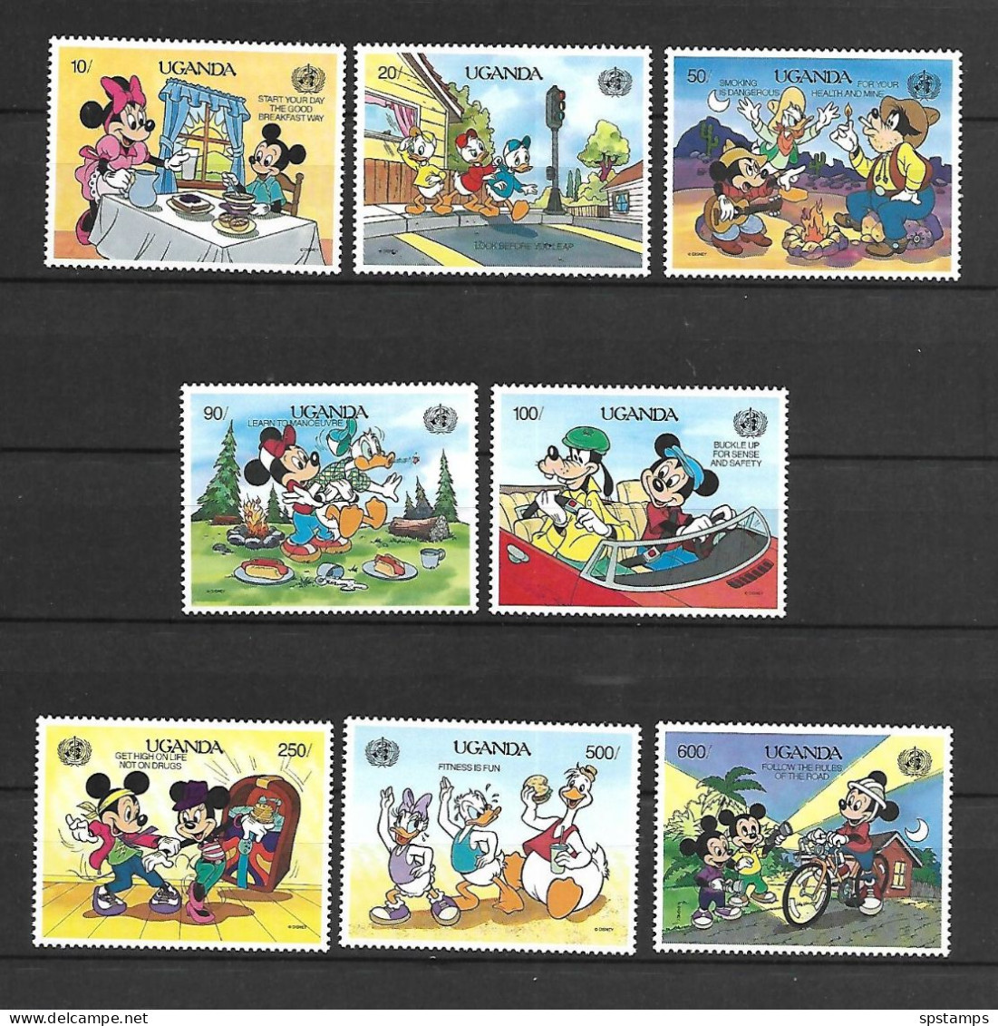 Disney Set Uganda 1990 World Health Organization MNH - Disney