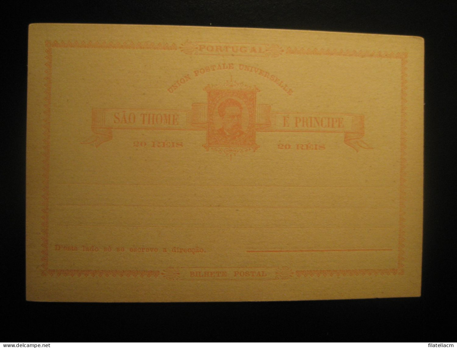 SAO TOME E PRINCIPE 20 Reis UPU Bilhete Postal Light Red Color Stationery Card Portuguese Colonies Portugal Guinea Area - St. Thomas & Prince