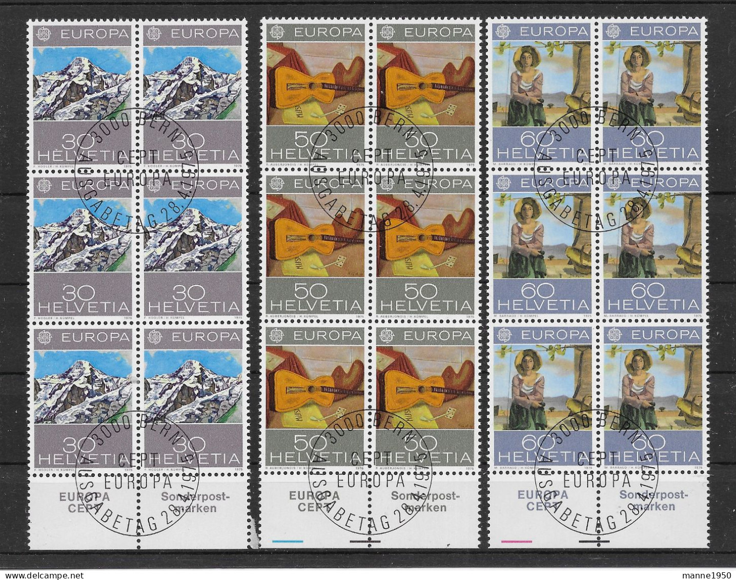 Schweiz 1975 Europa/Cept Mi.Nr. 1050/52 Kpl. 6er Blocksatz Gestempelt - Used Stamps