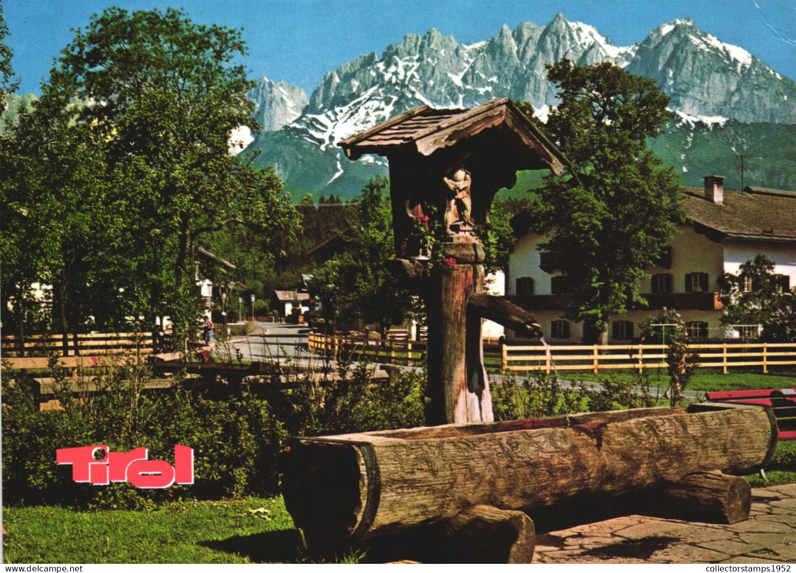 TIROL, ARCHITECTURE, FOUNTAIN, KAISER MOUNTAIN, AUSTRIA, POSTCARD - Sonstige & Ohne Zuordnung