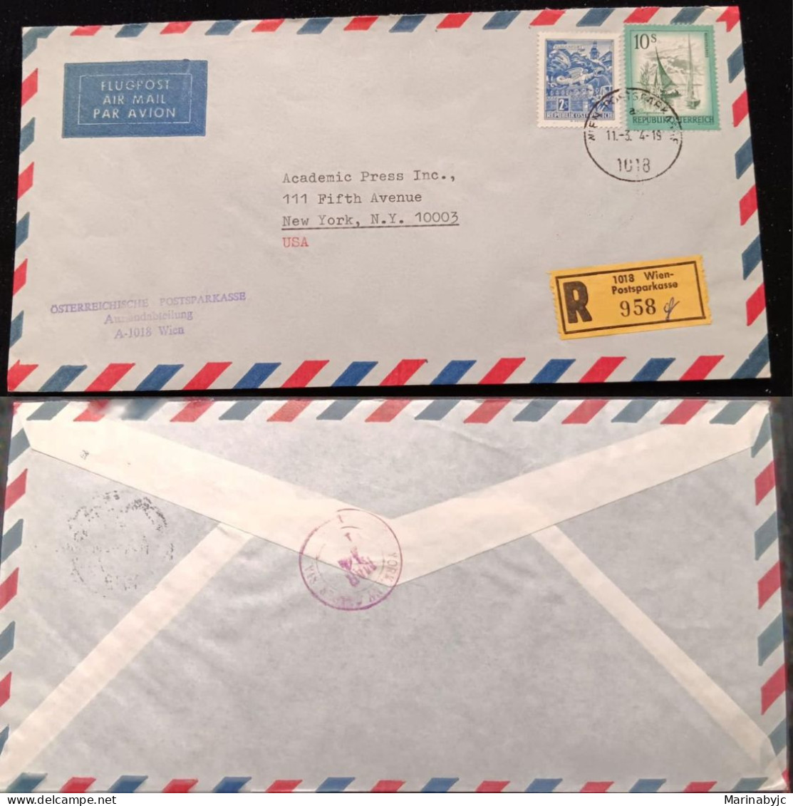 C) 1974. AUSTRIA. AIRMAIL ENVELOPE SENT TO USA. DOUBLE STAMP. XF - Other & Unclassified