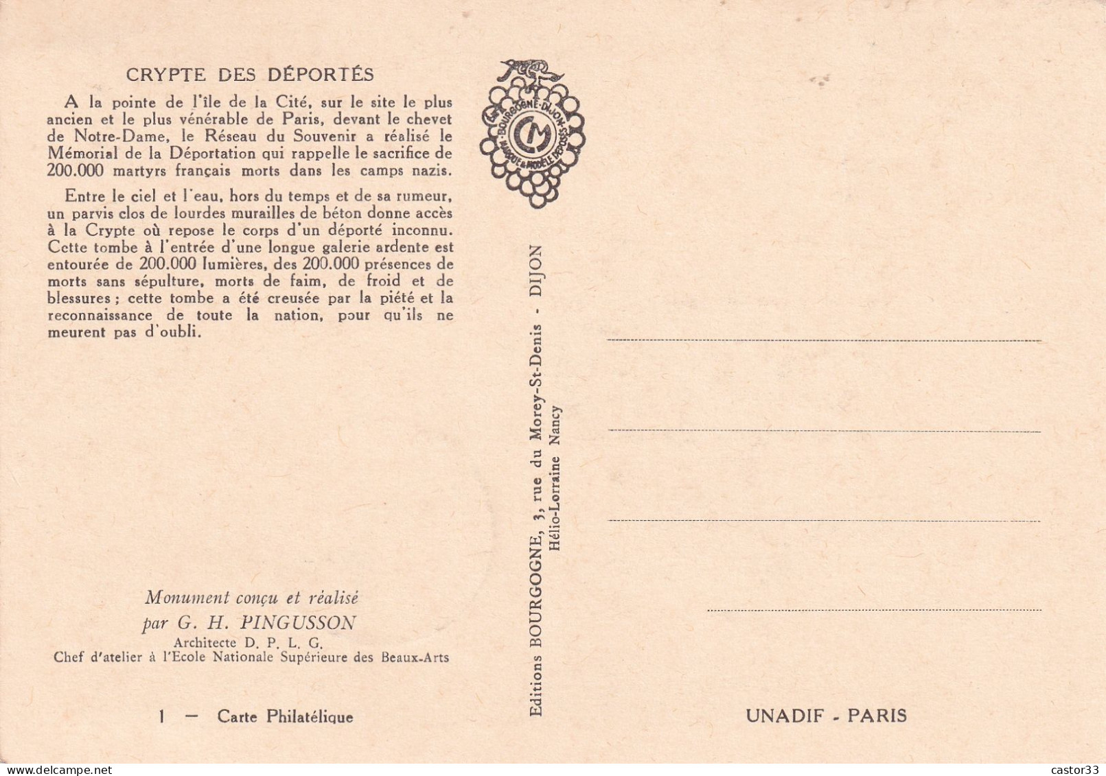 1er Jour, Crypte Des Déportés - 1960-1969