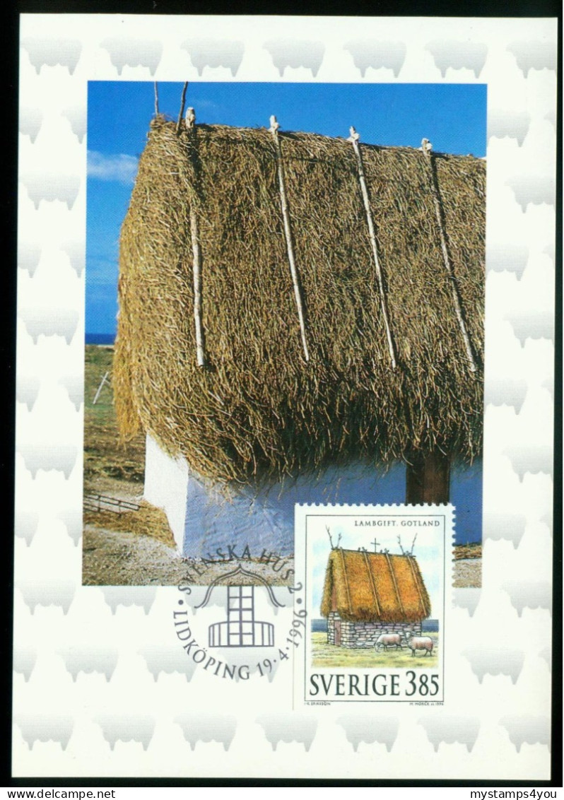 mk Sweden Maximum Card 1996 MiNr 1941 | Traditional Buildings. Sheep shelter #max-0084