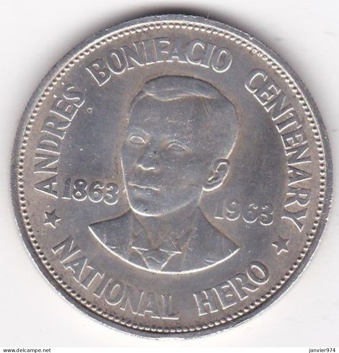 Philippines 1 Peso 1963 , Andrés Bonifacio, En Argent , KM# 193 - Filippijnen