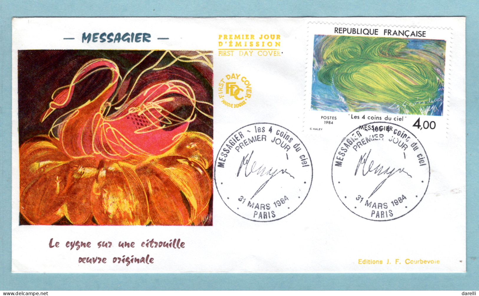 FDC France 1984 - Jean Messagier - Les 4 Coins Du Ciel - YT 2300 - Paris - 1980-1989