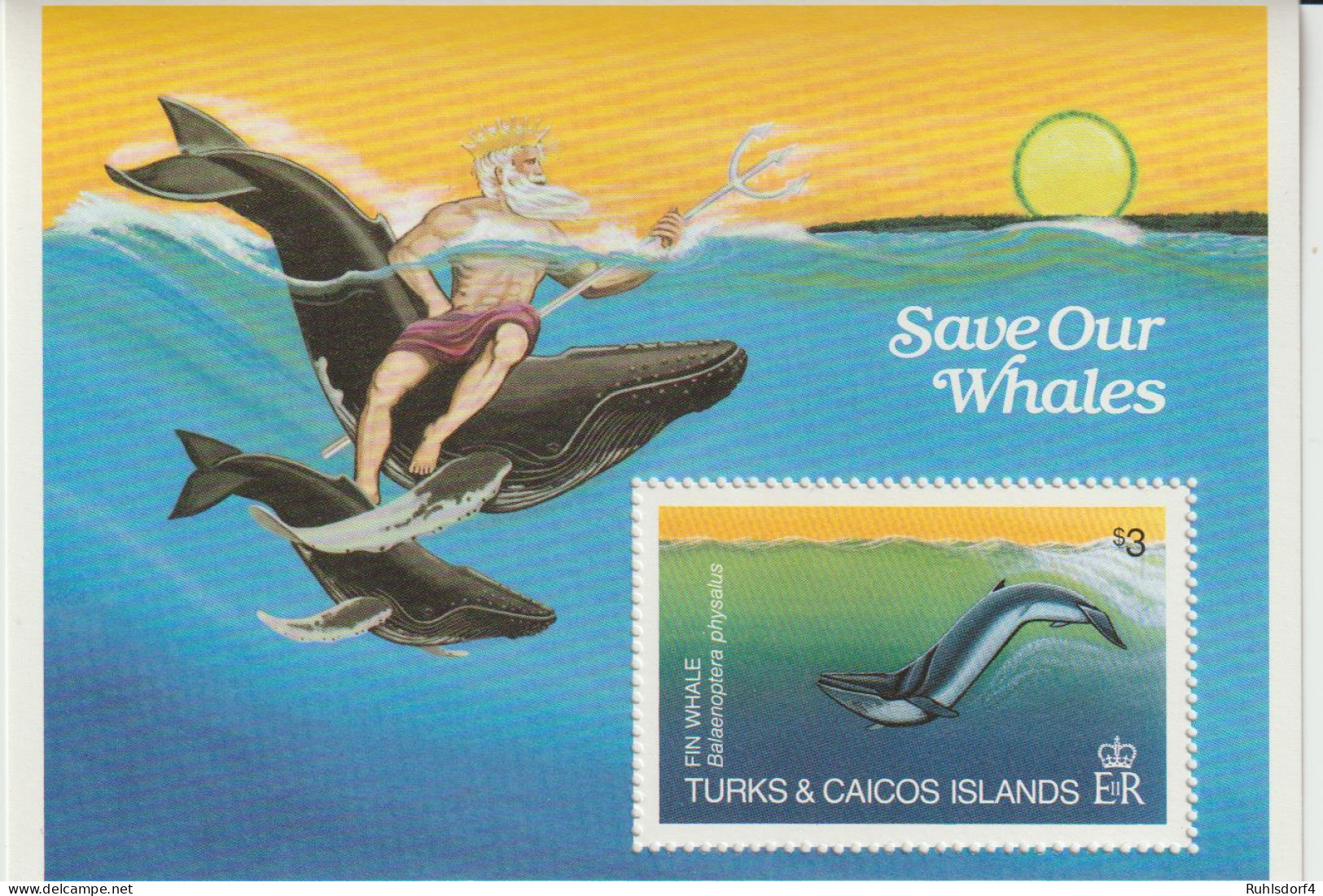 Turks&Caicos "Rettet Die Wale" Block - Whales