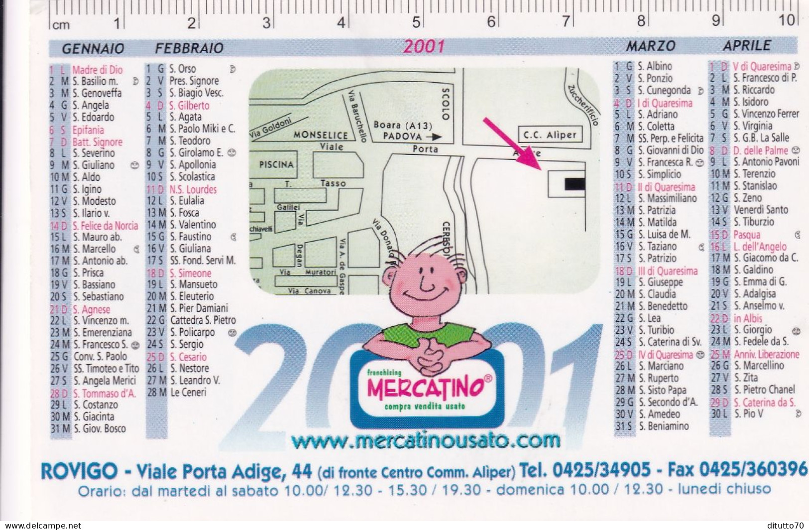 Calendarietto - Franchising Mercatino - Rovigo - Anno 2001 - Klein Formaat: 2001-...