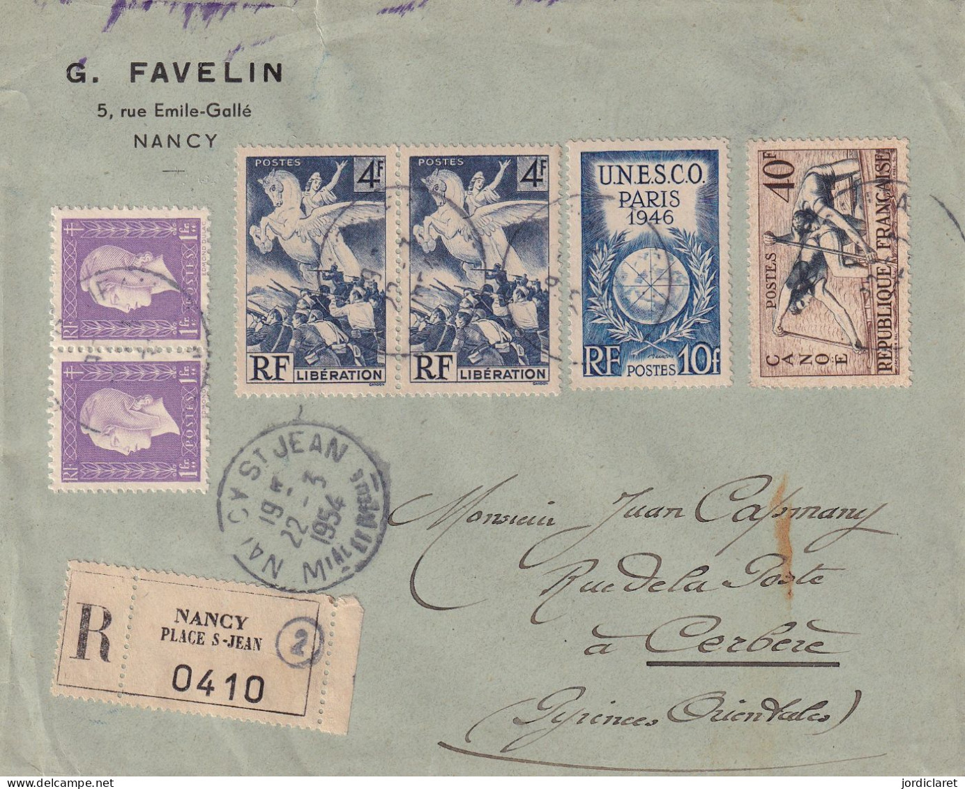 LETTRE  1954 RECOMANDEE NANCY - Covers & Documents