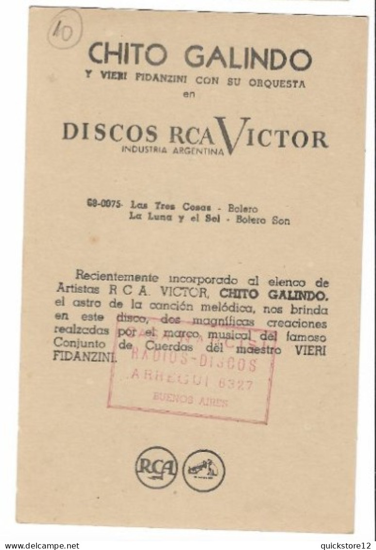 Discos Rca Victor - Chito Galindo - 7490 - Reclame