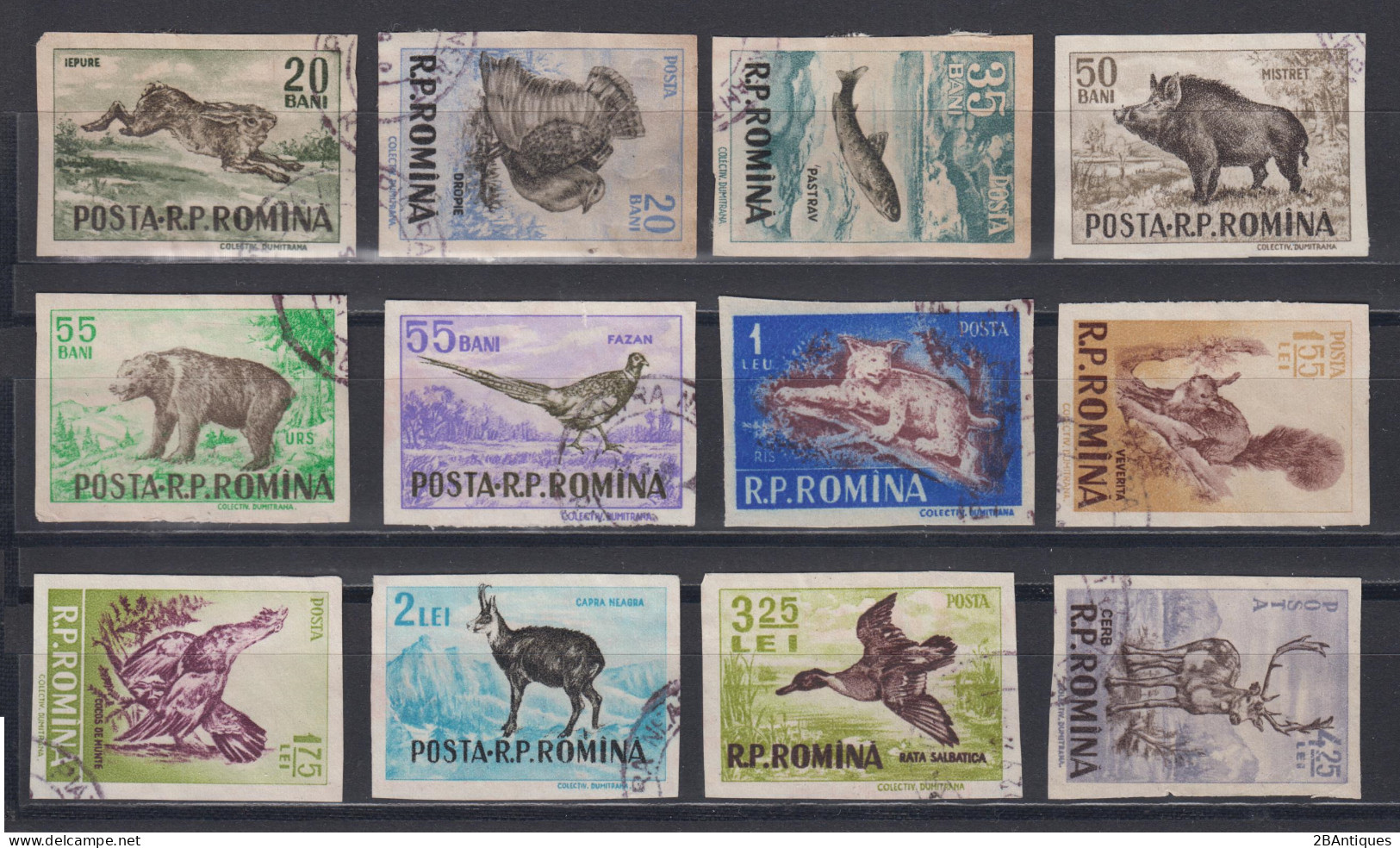 ROMANIA 1956 - Game Animals Imperforated - Usado