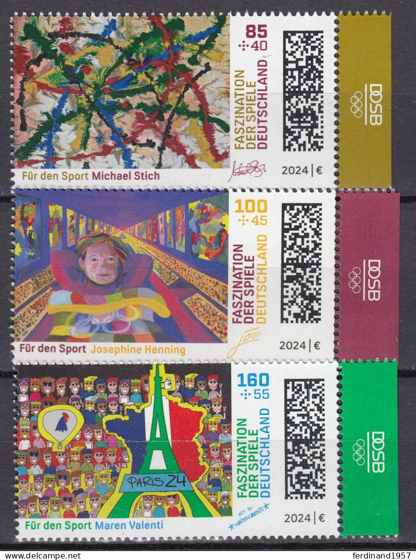 BRD – 2024 Mi.3825-3827 „Olympische Spiele 2024 Paris“ Postfrische Satz MNH - Ongebruikt