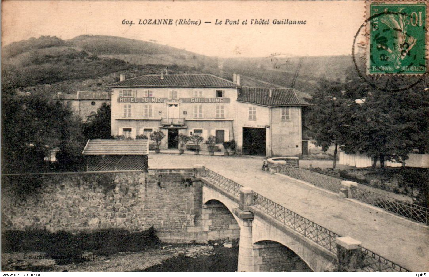 Lozanne Canton D'Anse Le Pont Et Hôtel Guillaume Hotel Commerce Rhône 69380 N°604 Cpa Voyagée En 1923 En TB.Etat - Other & Unclassified