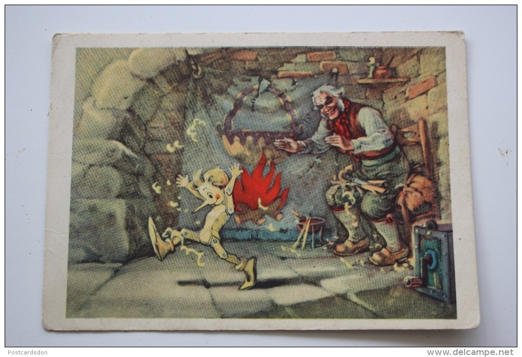 Russian Fairy Tale - Illustrations By Famous Painters - OLD USSR  Postcard - 3 PCs Lot  - 1950s - Pinocchio - Contes, Fables & Légendes