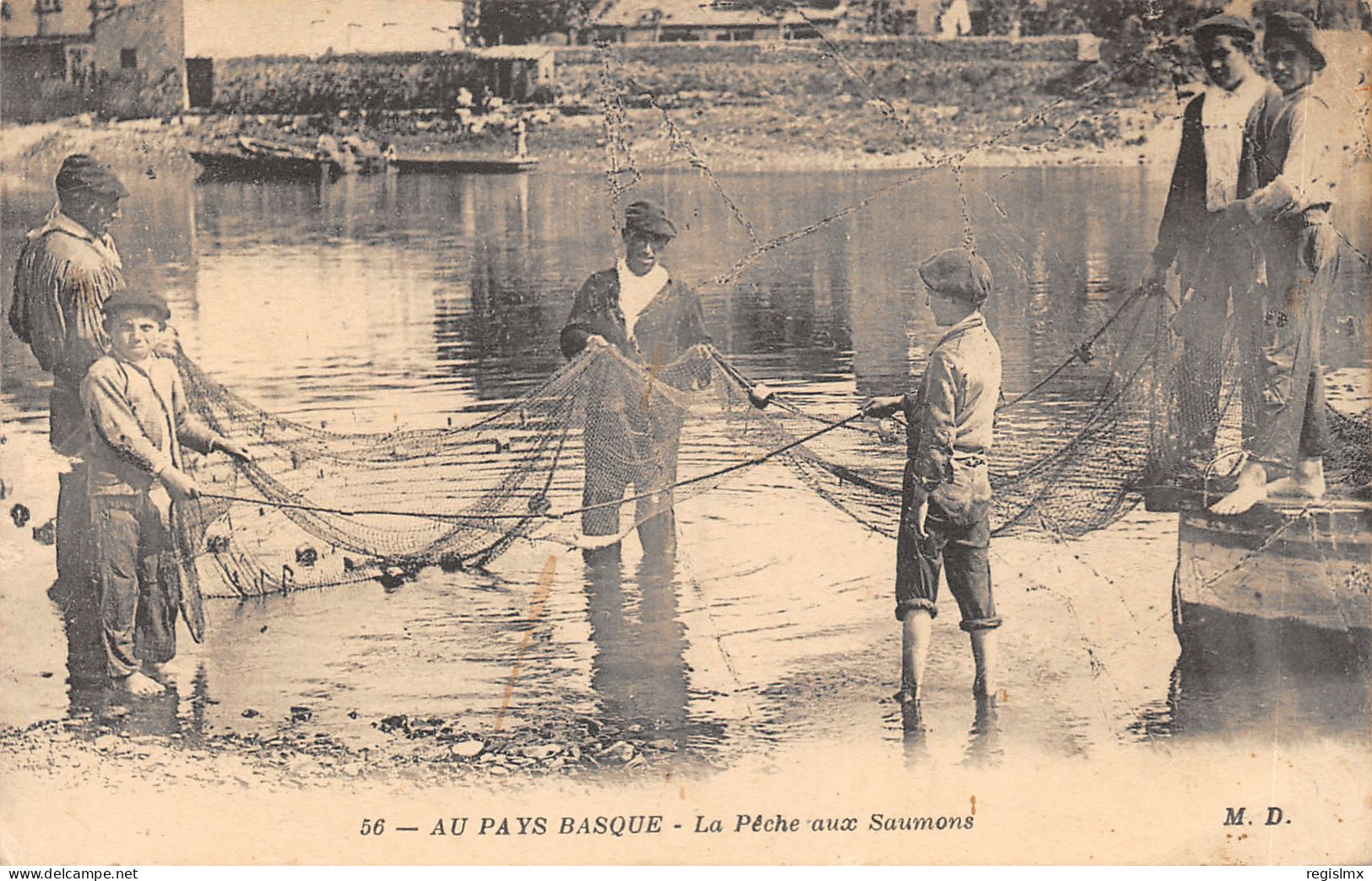 64-SCENE BASQUE-PECHE AUX SAUMONS-N°2156-H/0211 - Other & Unclassified
