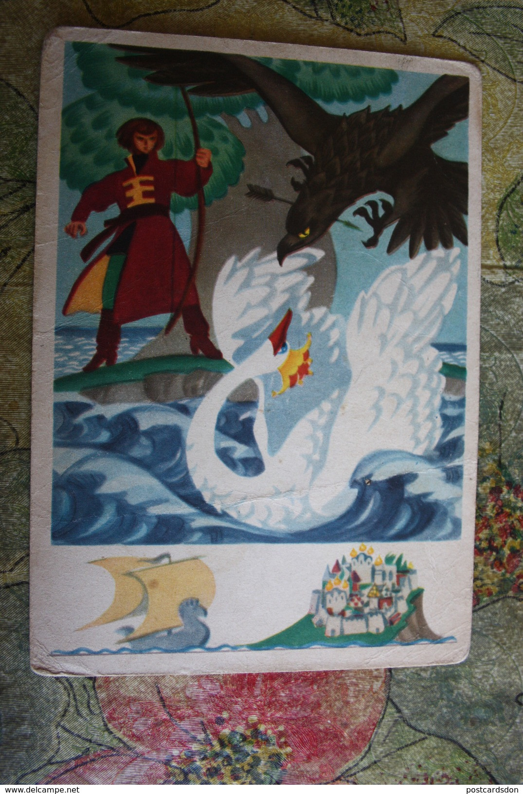 Russian  Fairy Tale - OLD USSR  Postcard -  "Saltan Tsar  " By Goltz - 1961 -raven - Arch / Archer - Contes, Fables & Légendes