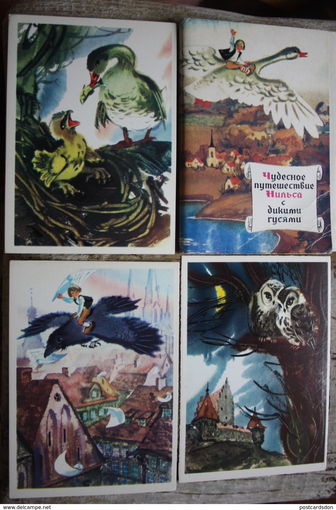 14 PCs Lot - Selma Lagerlöf Fairy Tale - OLD USSR  Postcard - Wonderful Adventures Of Nils - Contes, Fables & Légendes