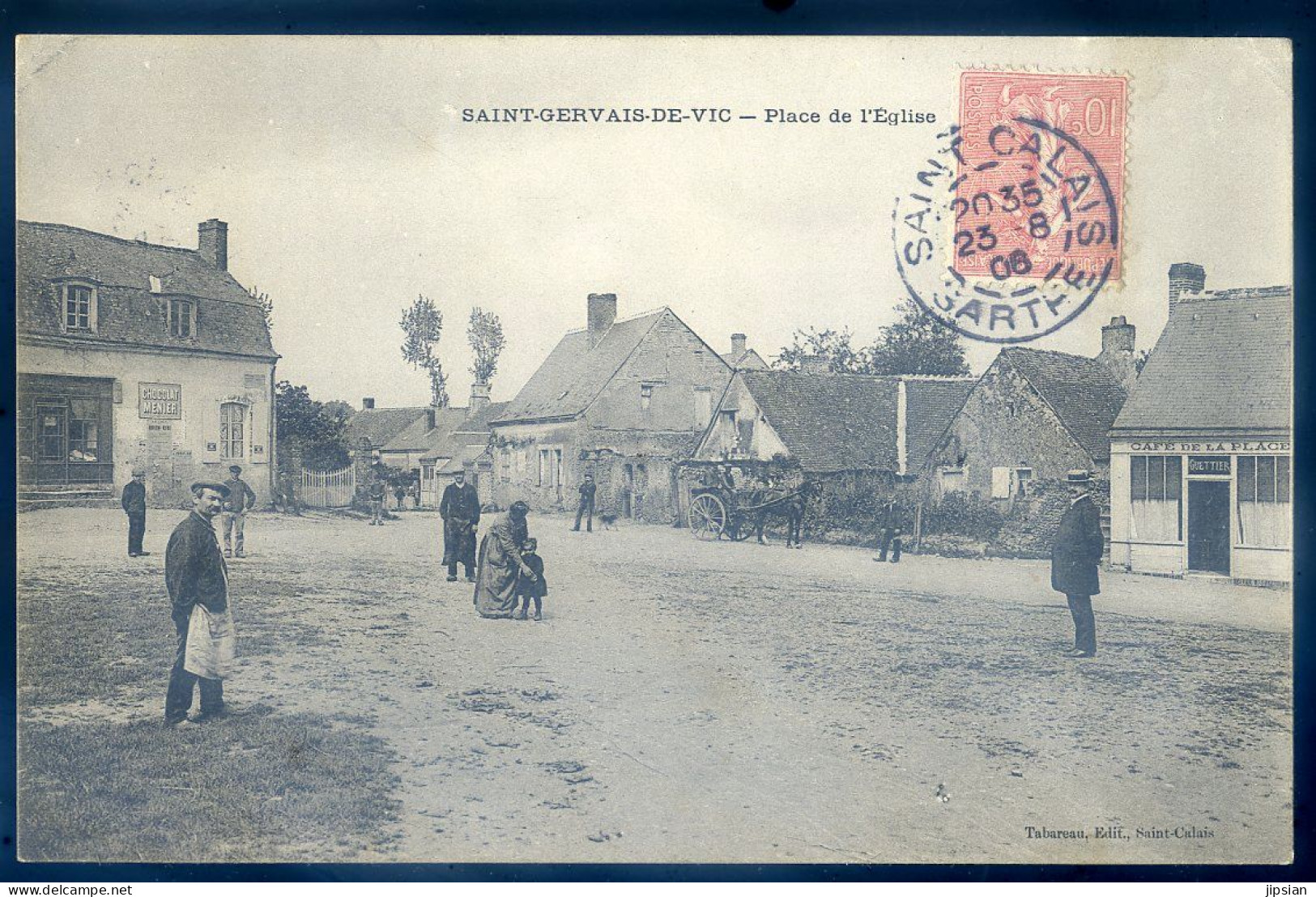 Cpa Du 72 Saint Gervais De Vic -- Place De L' église    STEP162 - Sonstige & Ohne Zuordnung