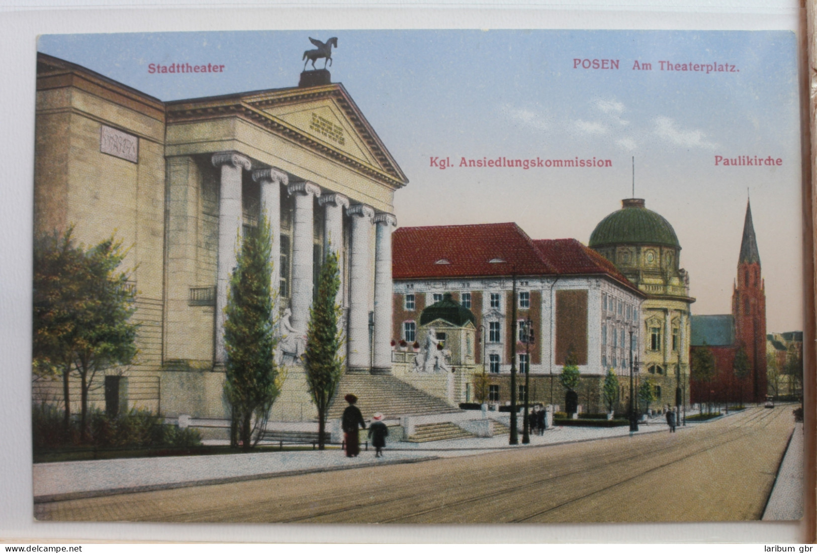 AK Posen Am Theaterplatz, Stadttheater, Paulikirche, Kommission Preußen #PE159 - Westpreussen