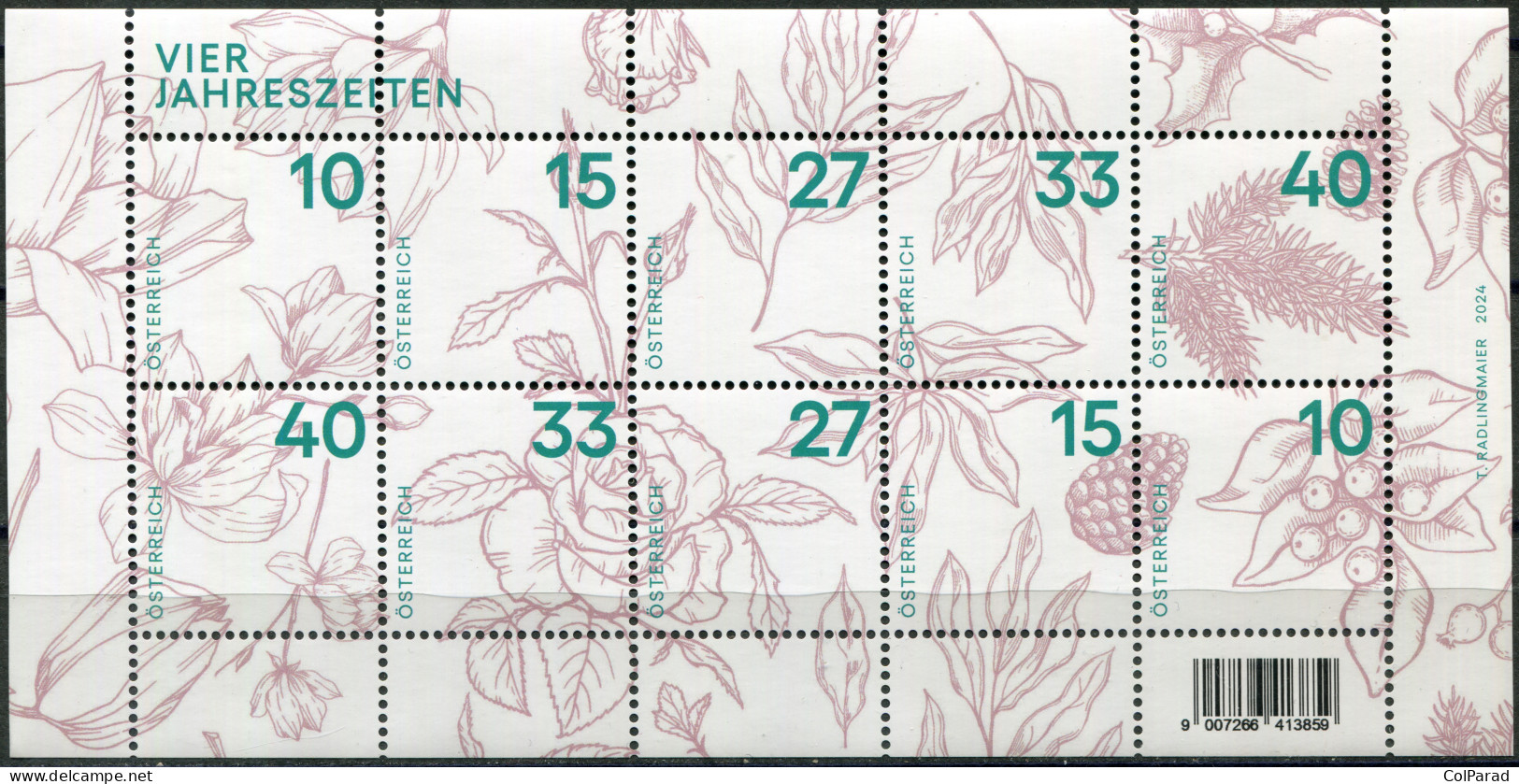 AUSTRIA - 2024 - S/S MNH ** - Four Seasons: Plants Make-Up Rate Stamps - Ongebruikt