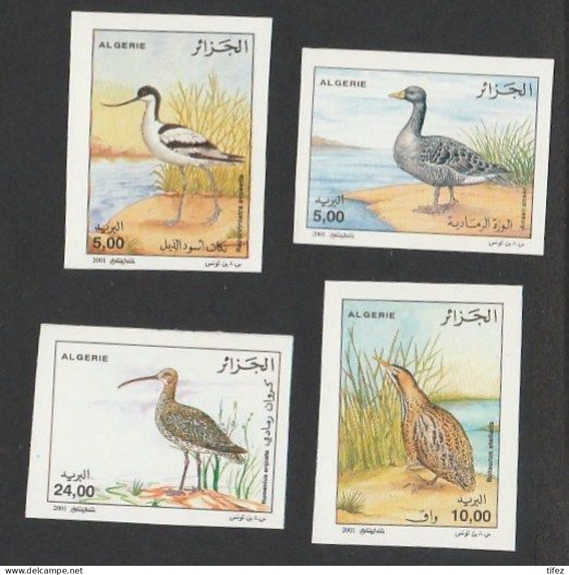 Non-dentelé/Année 2001-N°1269/1272 Neufs**MNH/imperf. : Faune : OISEAUX D’ EAU - Série Complète (1) - Algérie (1962-...)