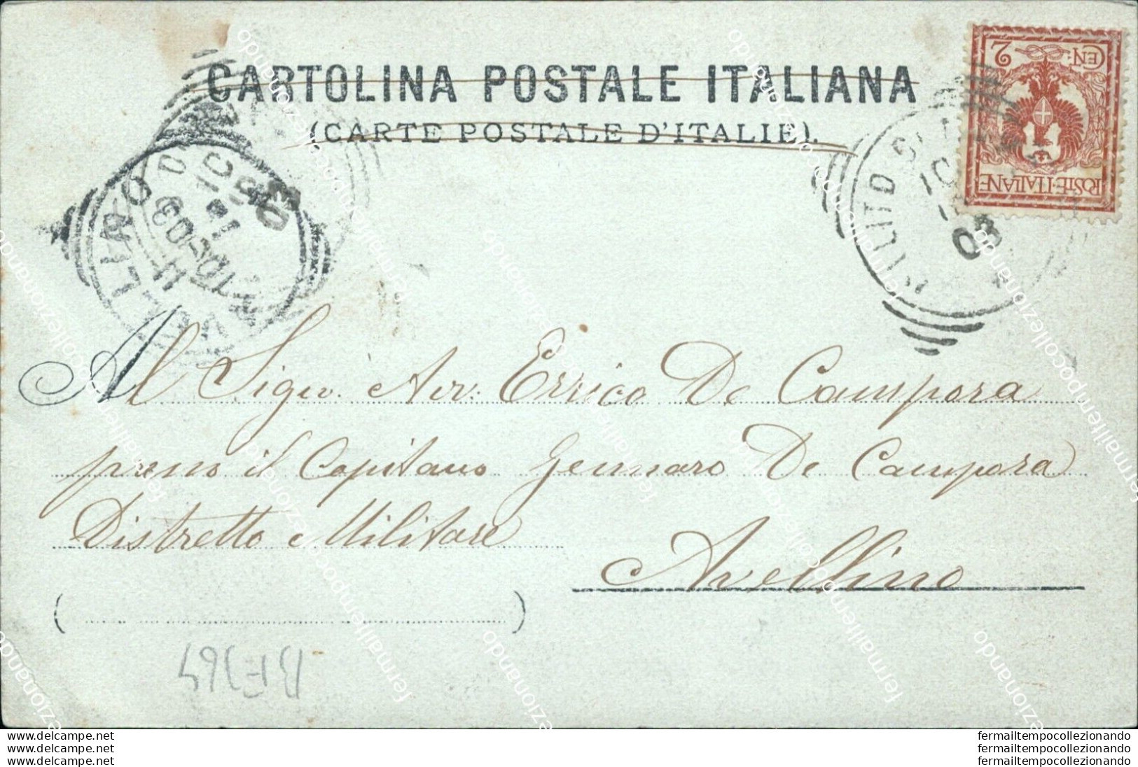 Bf364 Cartolina Fotografica Annullo Tondo Riquadrato Avellino 1903 - Avellino