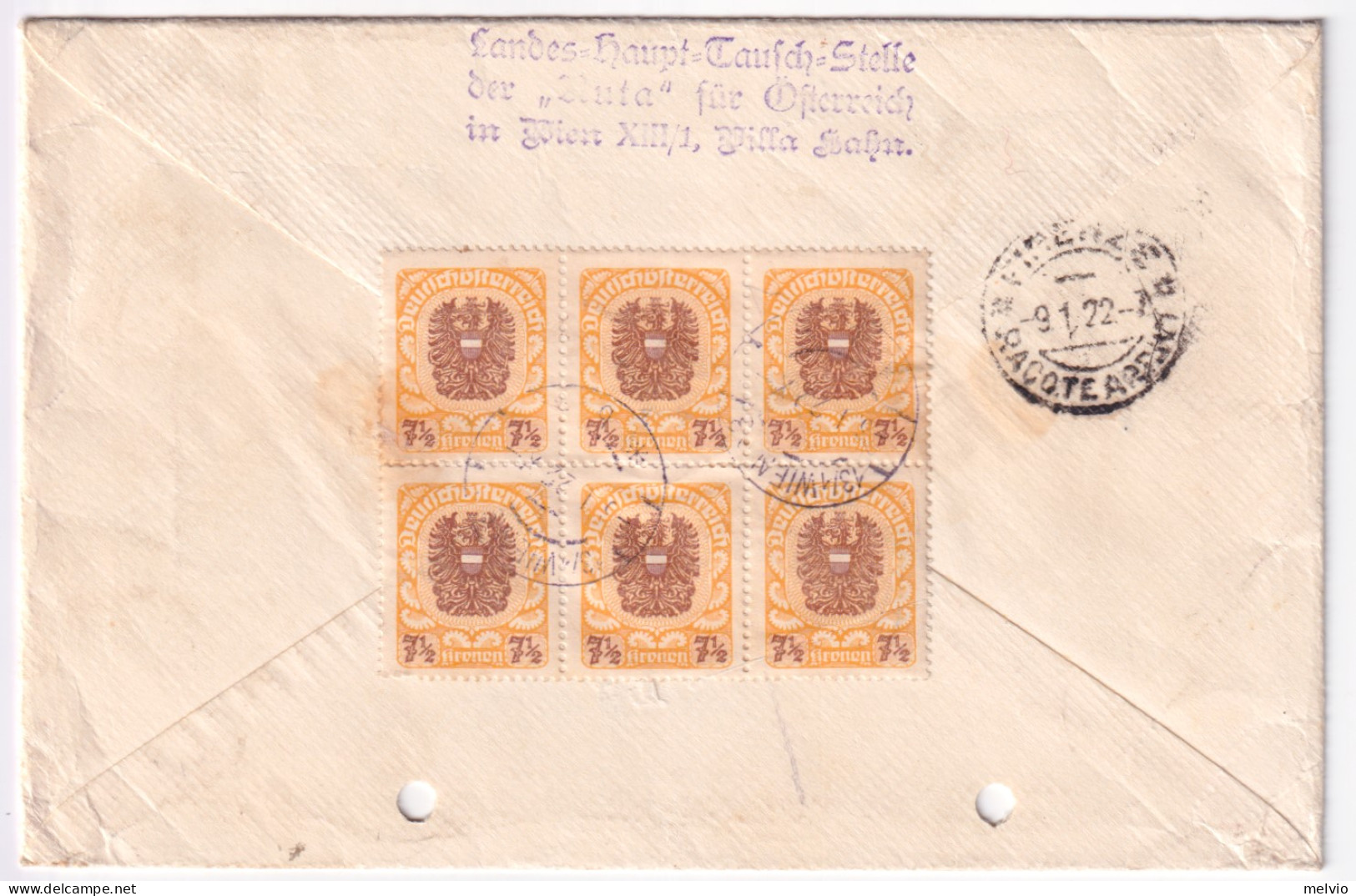 1922-AUSTRIA Stemma Kr.4 E Coppia Kr.2 + (al Verso) Blocco Sei Kr.7,5 (227/8+230 - Sonstige & Ohne Zuordnung