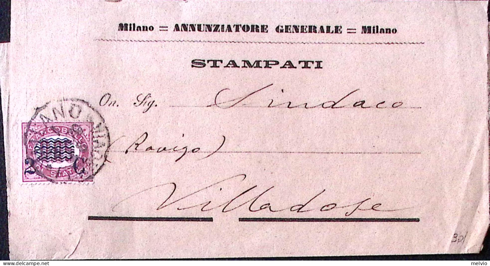 1879-FRANCOBOLLO SERVIZIO Sopr. C.2/0,05 (30) Isolato Su Piego - Marcophilie