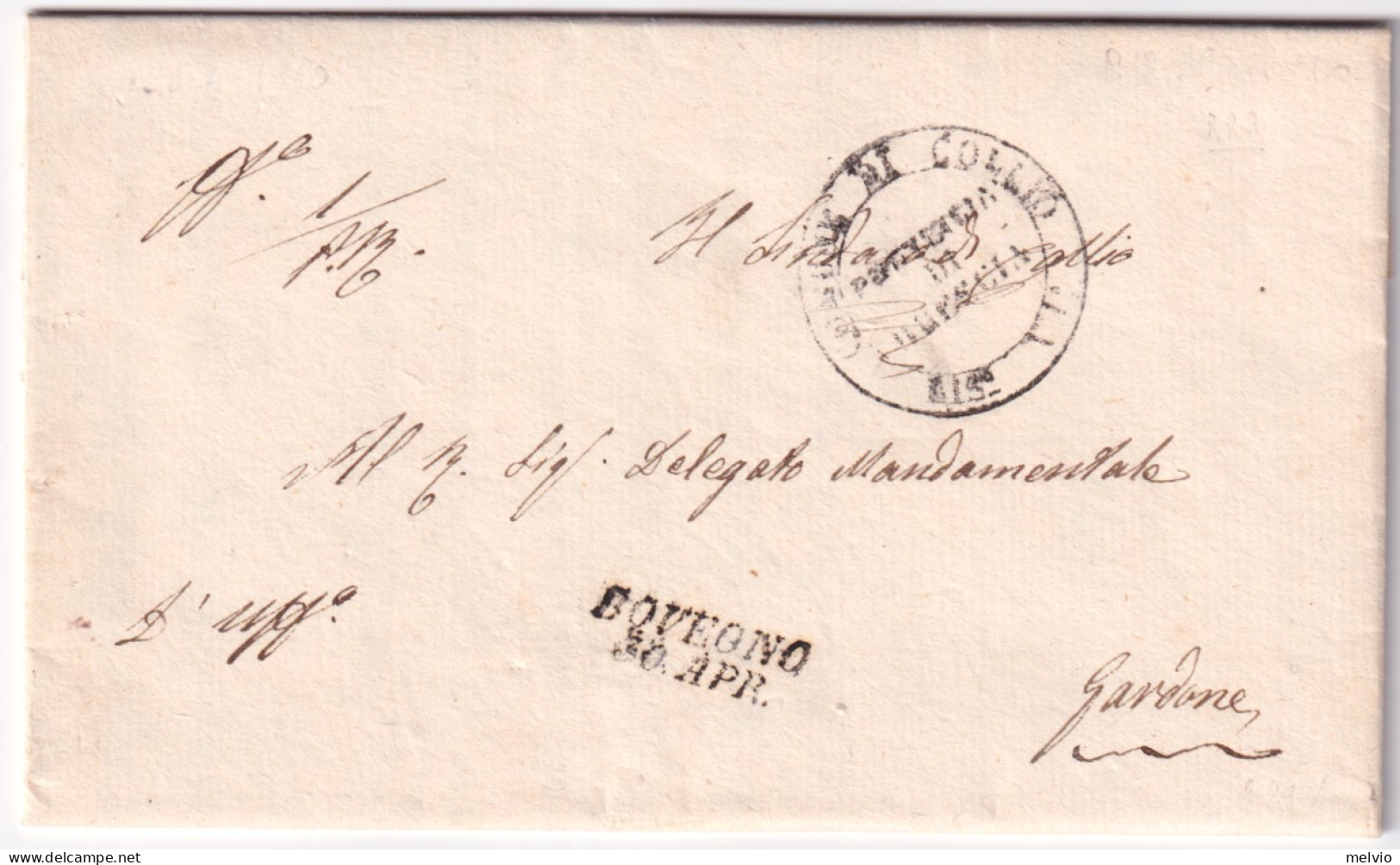 1860-BOVEGNO SI E Tondo Comune Di Collio Su Lettera Completa Testo (30.4) - Ohne Zuordnung