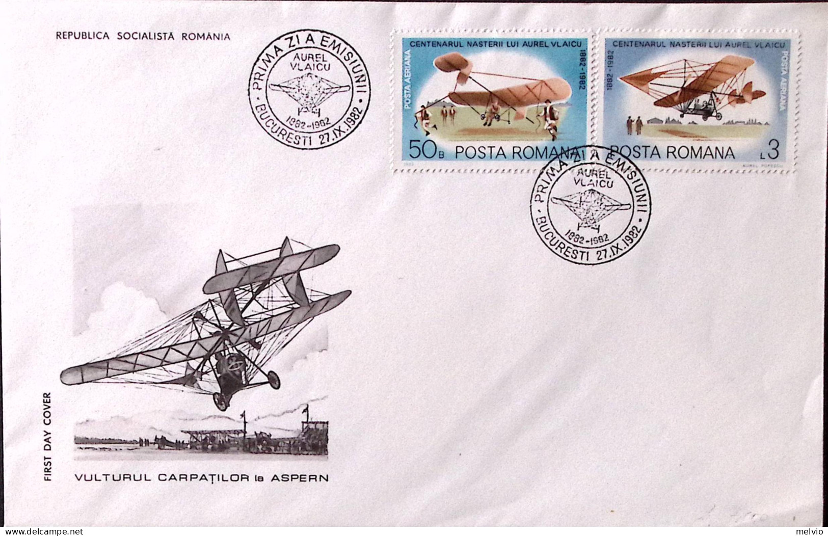 1982-Romania Volo A Vela Alcuni Valori (276/9) Su Due Fdc - FDC