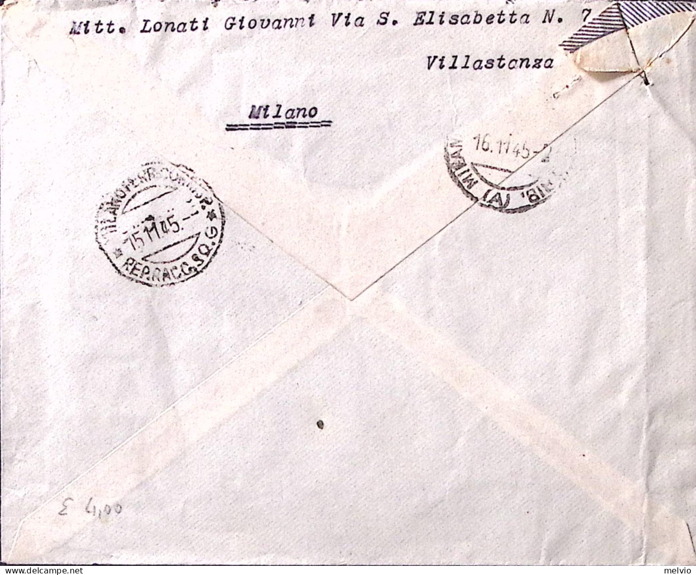 1945-Imperiale Senza Fasci Lire 1 E Tre Lire 2 (533+540) Su Raccomandata Villast - Marcophilia