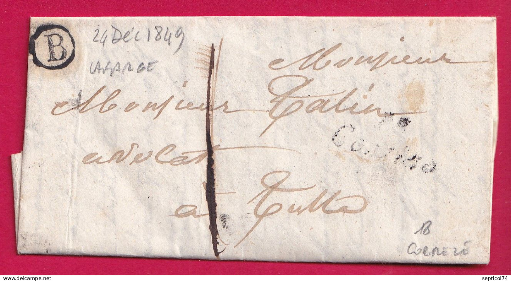 CURSIVE 18 CORREZE BOITE RURALE B LAFARGE POUR TULLE TAXE LOCALE 1 LETTRE - 1801-1848: Vorläufer XIX