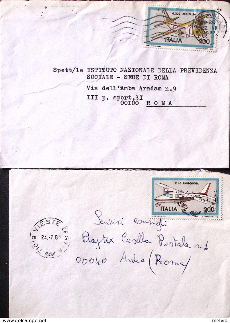 1981-COSTRUZIONI AERONAUTICHE 1 Emissione I Quattro Valori Lire 200 Isolato Su 4 - 1981-90: Poststempel