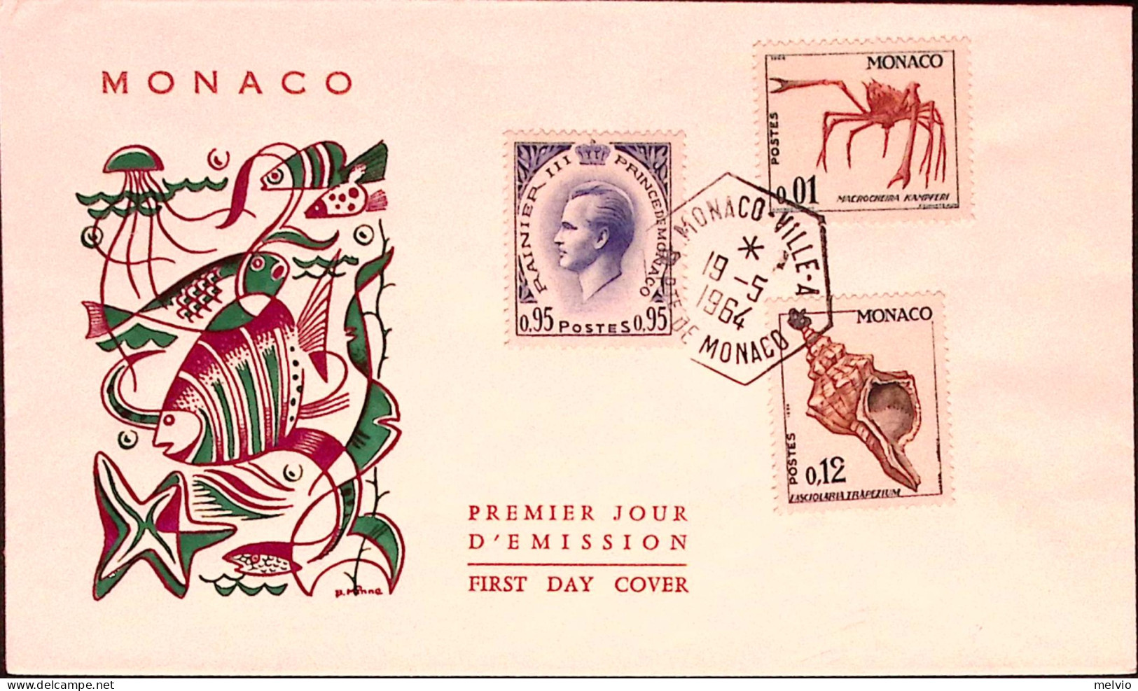 1964-MONACO Crostacei C.1 E C.12 Fdc - FDC