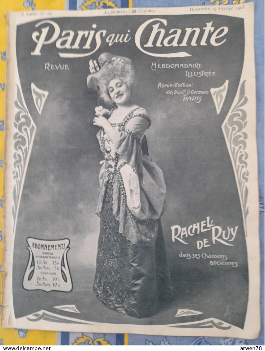 REVUE PARIS QUI CHANTE 1905 N°109 PARTITIONS RACHEL DE RUY - Partituren