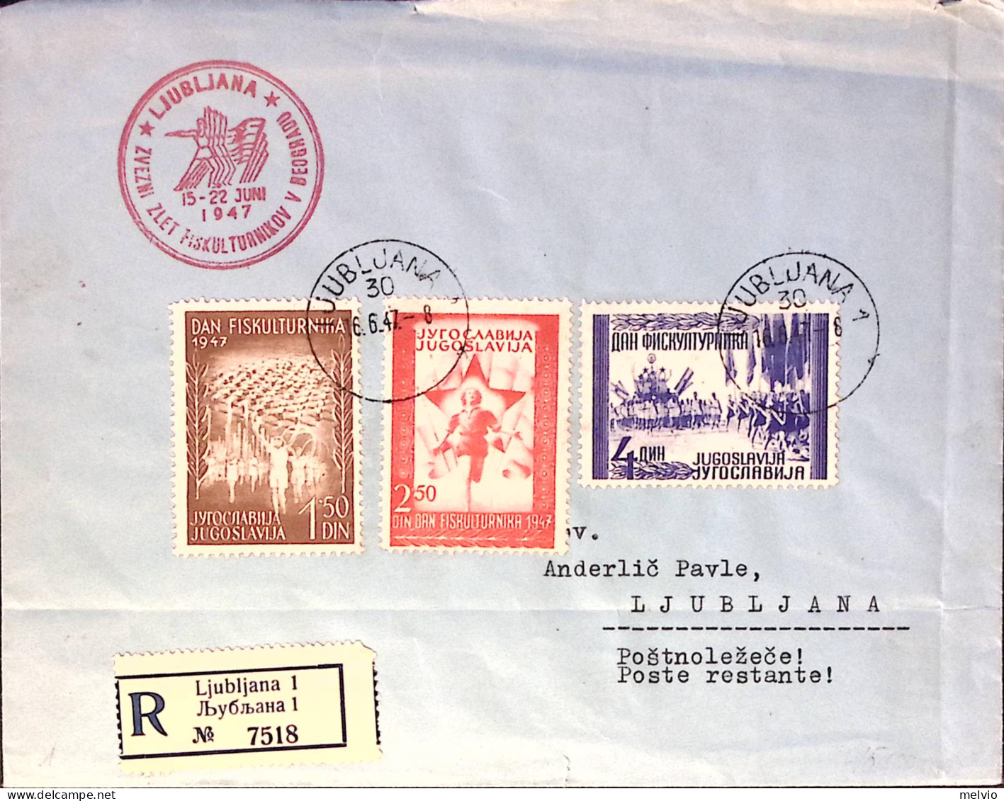 1947-Jugoslavia Torneo Sportivo Belgrado Serie Completa Fdc Raccomandata - FDC