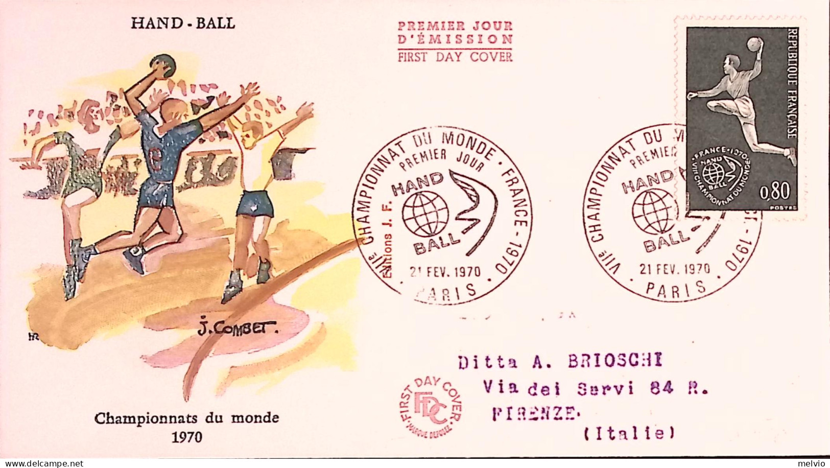 1970-Francia Campionato Mondiale Pallamano (21.2) Fdc - 1970-1979