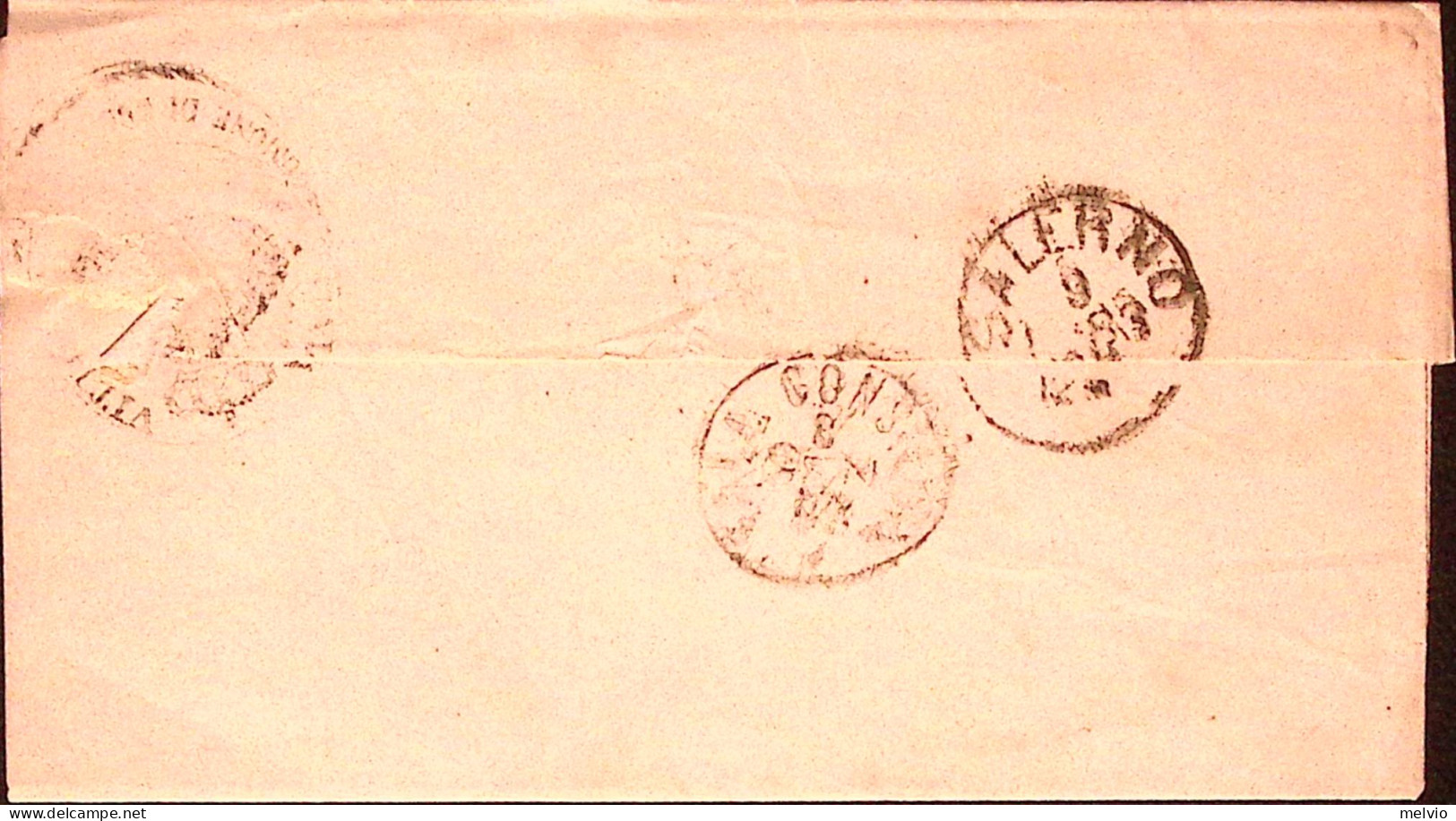 1883-BUONABITACOLO C1+SBARRE (8.1) Su Sopracoperta Affrancata Effigie C.10 - Marcofilie
