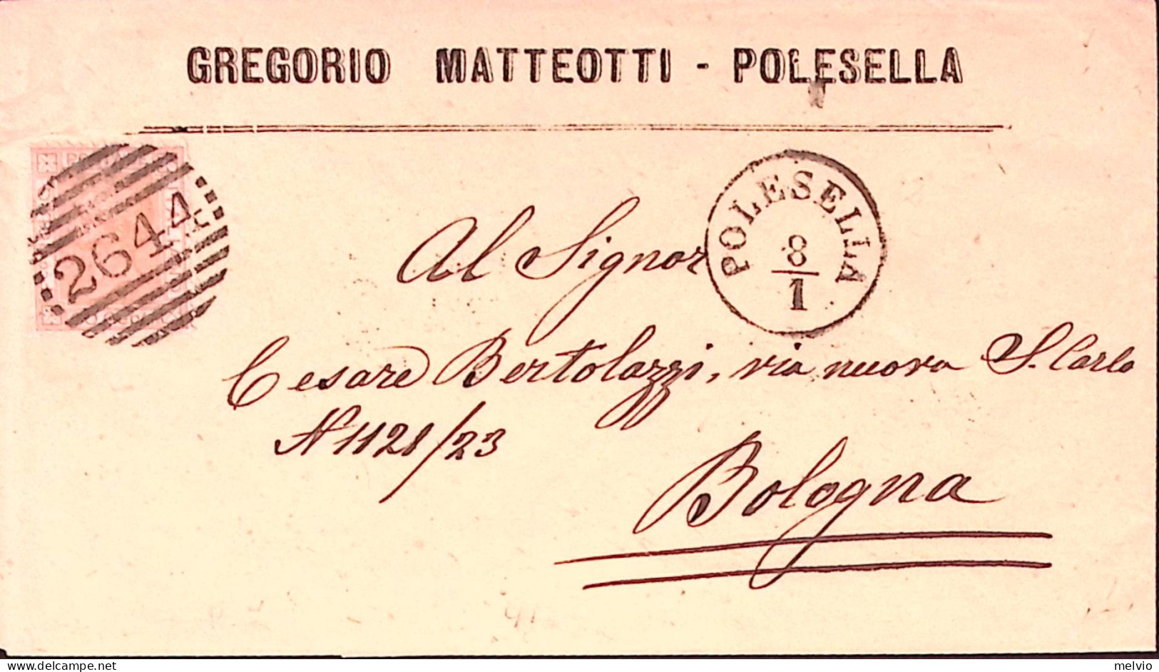 1878-POLESELLA C1 Austriaco Sbarre (8.1) Su Busta Affrancata Effigie C.20 - Marcophilie