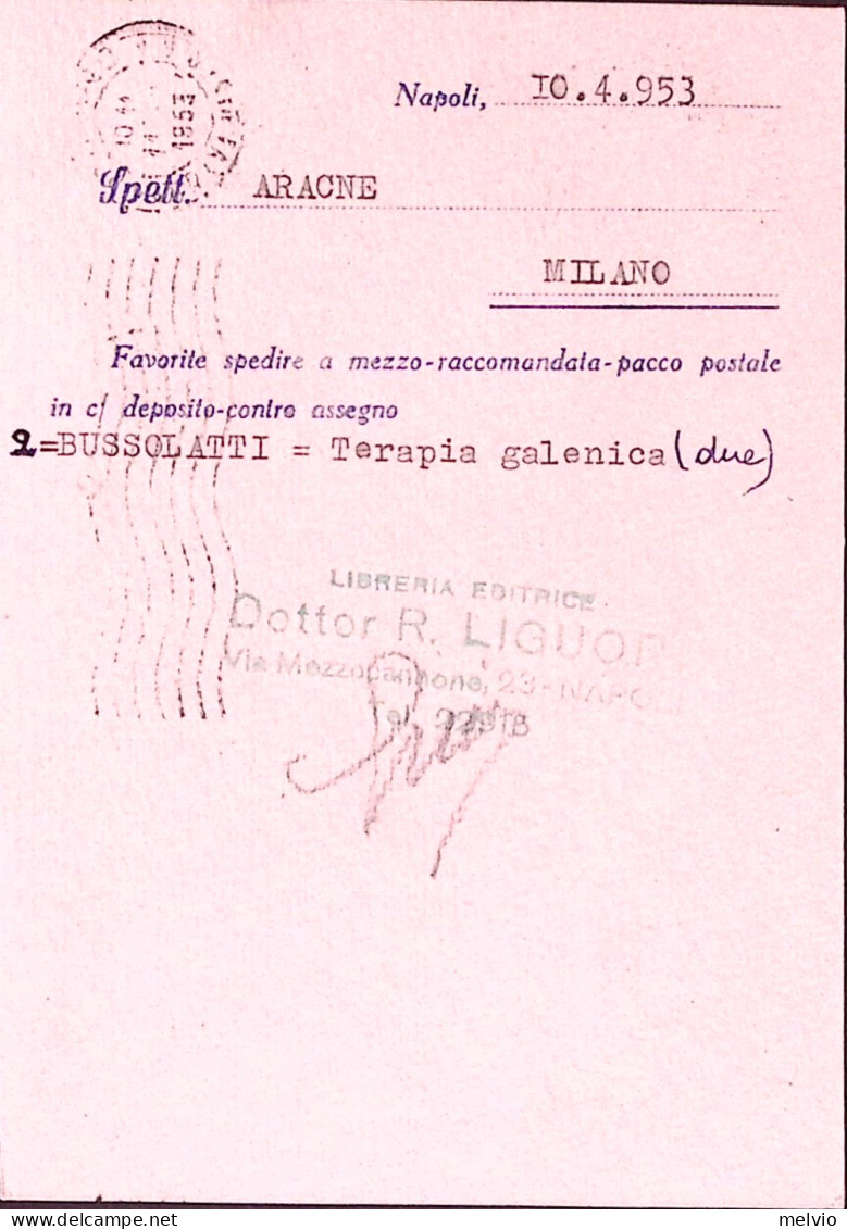 1953-ITALIA LAV. Lire 6 Isolato Su Cedola Commissione Libraria - 1946-60: Marcophilie