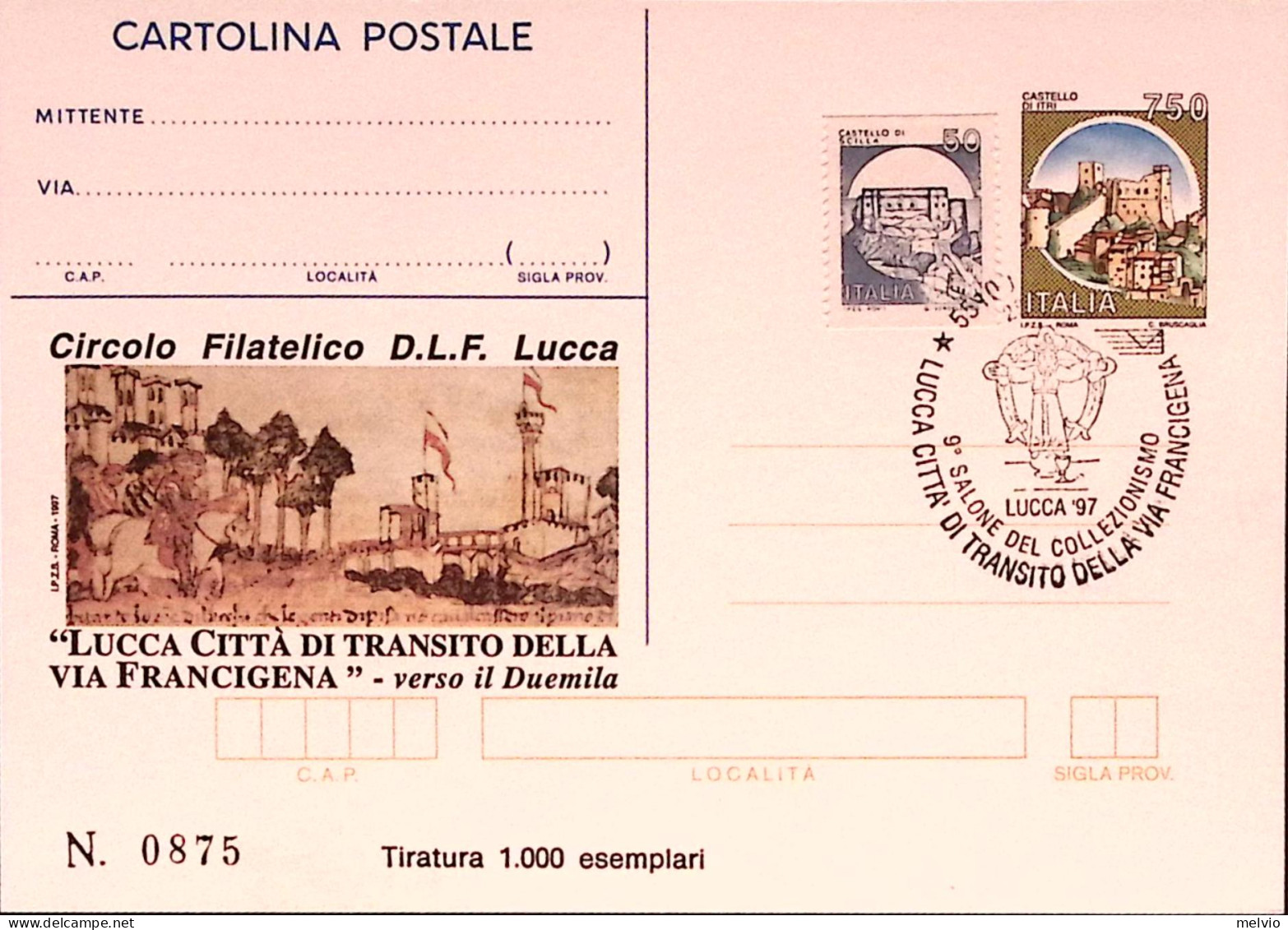 1997-VIA FRANCIGENA Cartolina Postale IPZS Lire 750 Ann Spec - Stamped Stationery