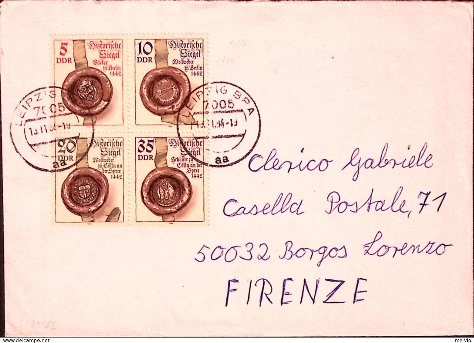 1984-GERMANIA DDR . Sigilli Storici Serie Cpl. (2884/7) Su Busta Viaggiata Per I - Lettres & Documents