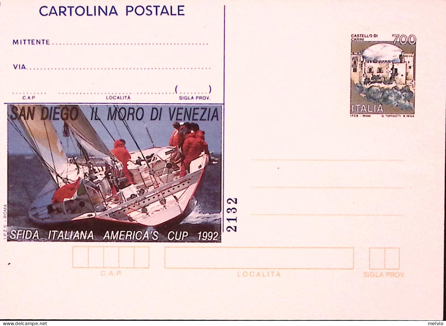 1992-MORO DI Venezia Cartolina Postale IPZS Lire 700 Nuova - Stamped Stationery