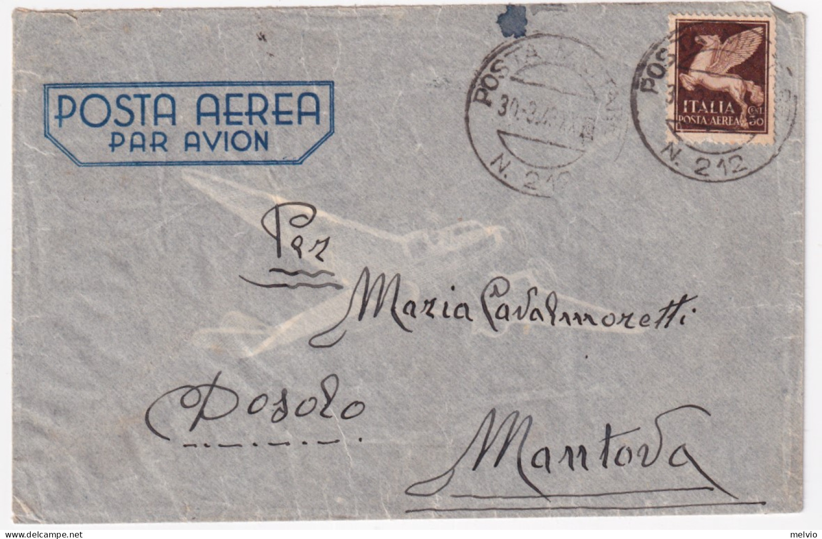 1943-Posta Militare/n. 212 C.2 (30.3) Su Busta - Marcophilia
