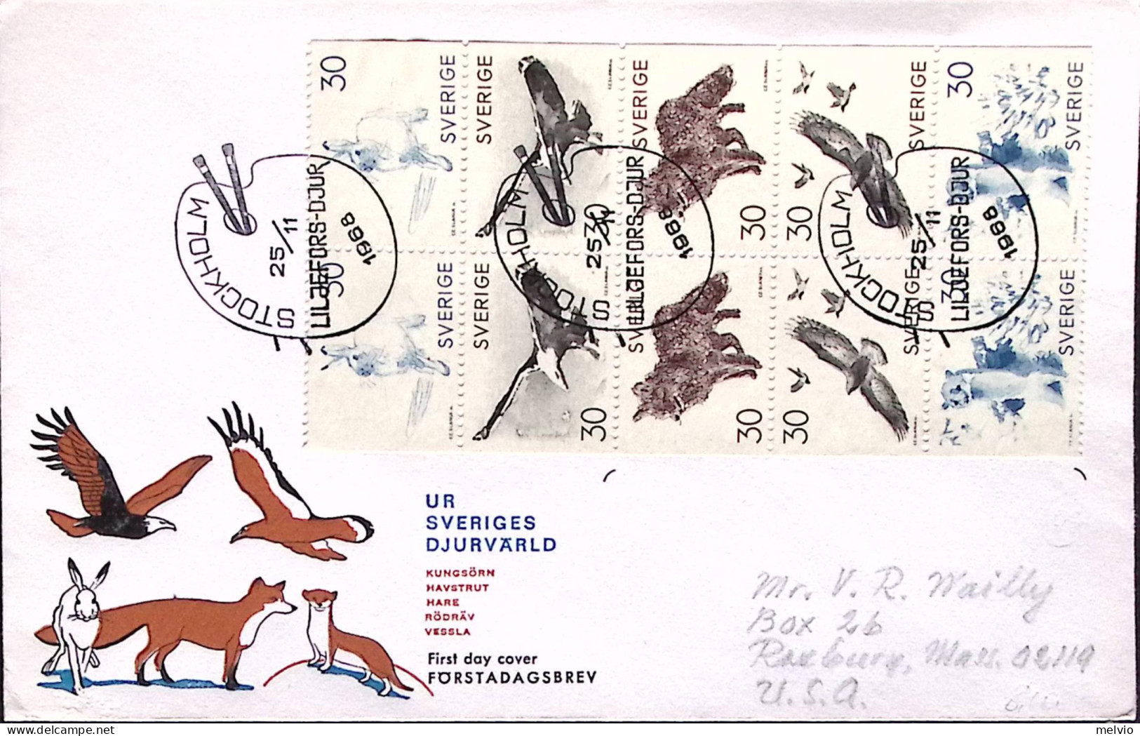 1968-Svezia Dipinti Liljefois Serie Cpl. In Coppie (604/8) Su Fdc - Sonstige & Ohne Zuordnung