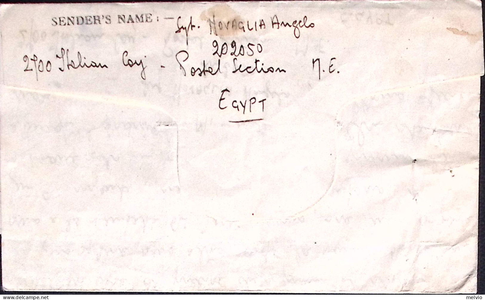 1946-PRIGIONIERI GUERRA In Egitto POW 2700 Italian Coy Manoscritto Al Verso Di B - Marcophilie