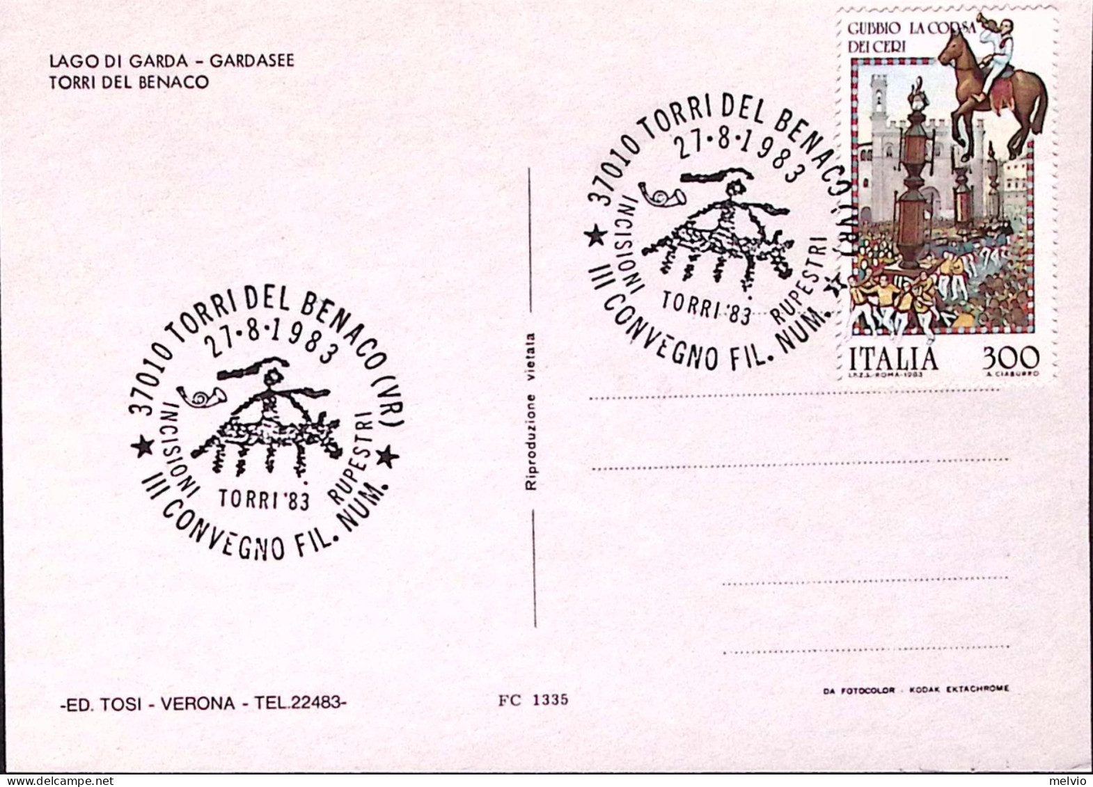 1983-TORRI DEL BENACO INCISIONI RUPESTRI Annullo Speciale (27.8) Su Cartolina - 1981-90: Poststempel