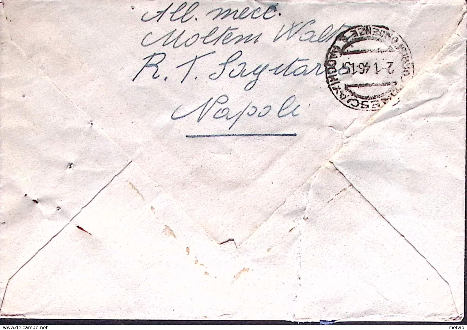 1945-R. Torpediniera Sagittario Ovale Su Busta Affrancata Monumenti Sopr.lire 2/ - Marcophilie