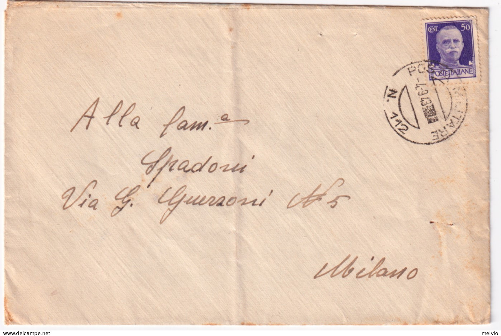 1943-Posta Militare N. 112 C.2 (4.9) Su Busta - Poststempel