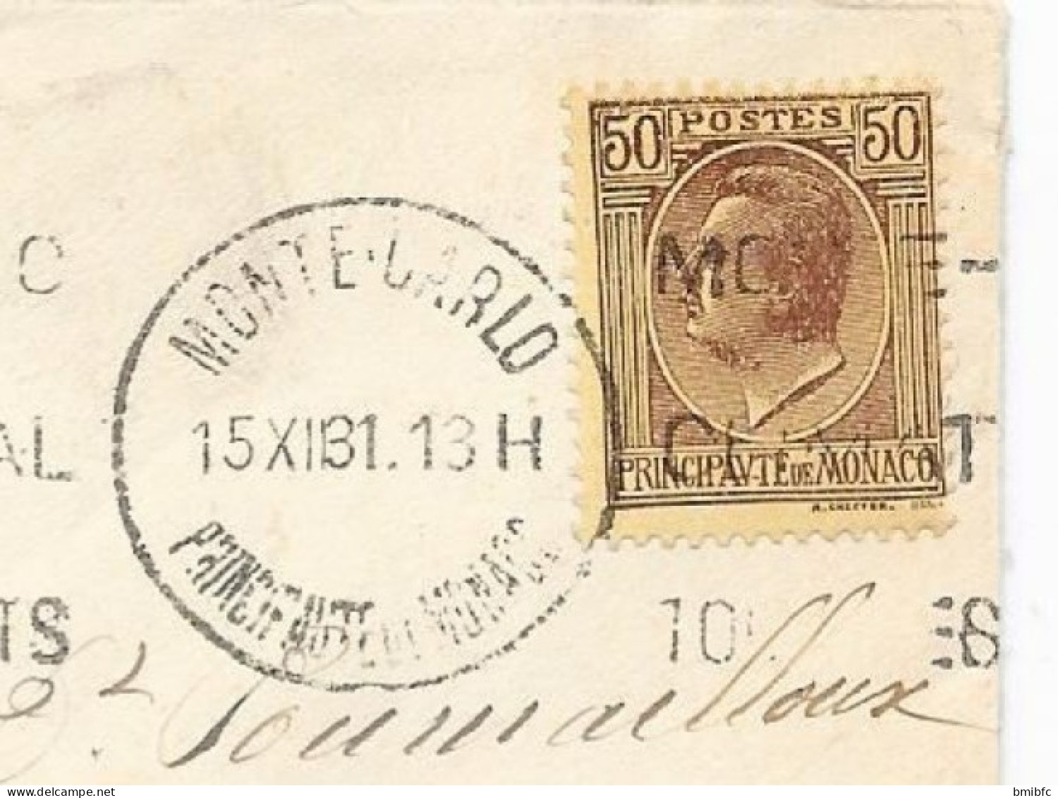 Principauté De Monaco  Sur Lettre  1931 - Briefe U. Dokumente